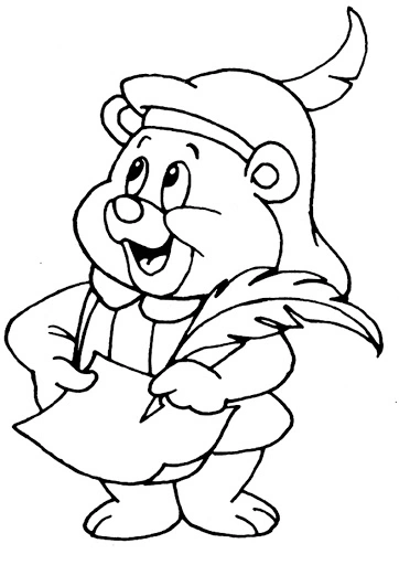 Kabi coloring page with a pen and a note